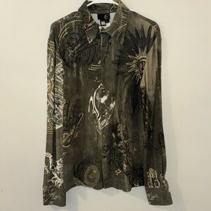 Just Cavalli - Gold Trim Scorpio Button Down